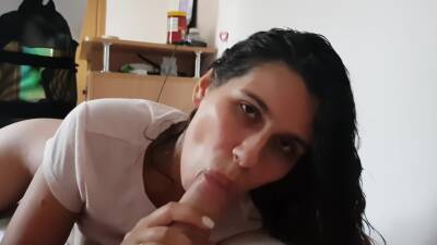Sexy Brunette Sucks Big Cock Deep And Licks Balls To Cum Hard In Mouth - hclips