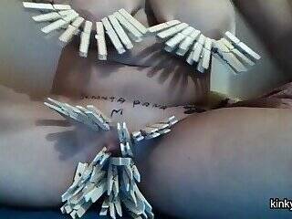 obey orders with body full of clothespins - pornoxo.com