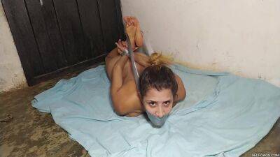 Hysterical Bondage Prisoner Hogtied Naked And Squirming In The Basement! - hclips