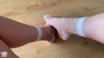 Showing My Feet In New Sexy White Nylon Socks - Amateur Foot Fetish - upornia