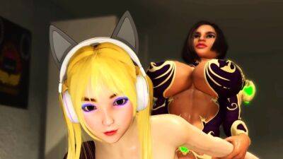 Gamer Girl - Hot futanari with big dick plays with horny busty gamer girl - drtuber
