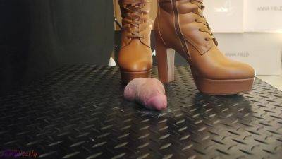 Cbt And Cock Crush Trample In Brown Knee High Boots With Tamystarly - Ballbusting Bootjob Shoejob - upornia