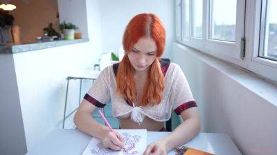 Verlonis - Verlonis - Schoolgirl Draws A Coloring Book And Spreads - hotmovs.com