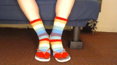 Fluffy Fuzzy Socks Flip Flops Shoeplay - hclips