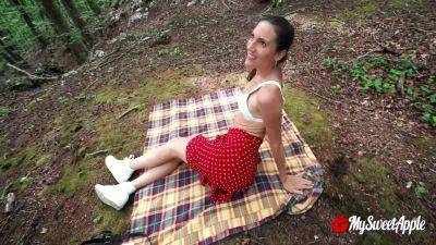 Gone Wild - Public Picnic Gone Wild! Horny Brunette Riding Cock Outdoors Begs For A Facial - hclips